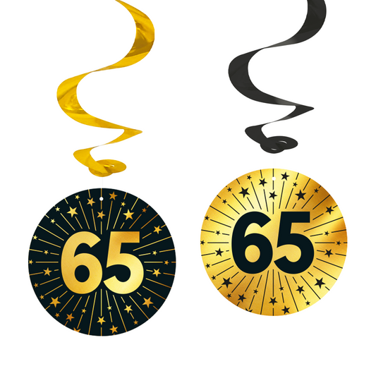 4 Swirls Colgantes Golden Celebrations 65 70 75 80 85 90 95 Años 14 cm 4 uds