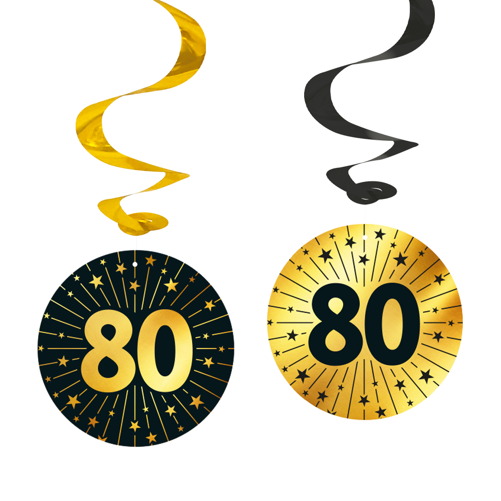 4 Swirls Colgantes Golden Celebrations 65 70 75 80 85 90 95 Años 14 cm 4 uds