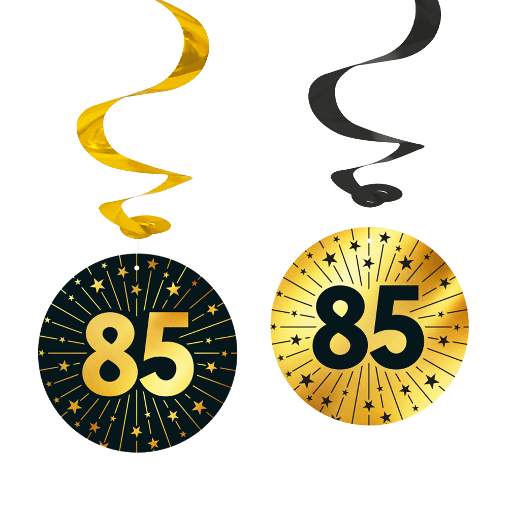 4 Swirls Colgantes Golden Celebrations 65 70 75 80 85 90 95 Años 14 cm 4 uds