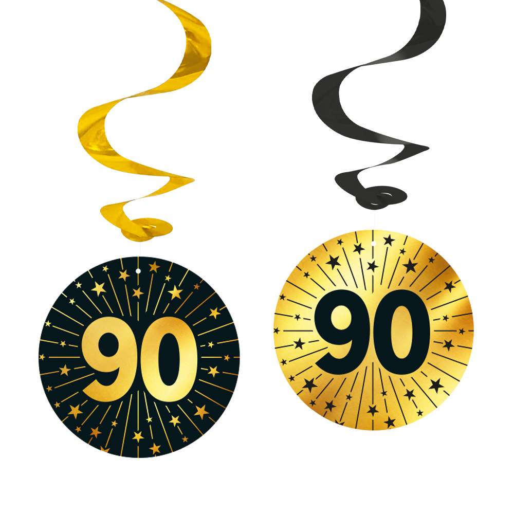 4 Swirls Colgantes Golden Celebrations 65 70 75 80 85 90 95 Años 14 cm 4 uds