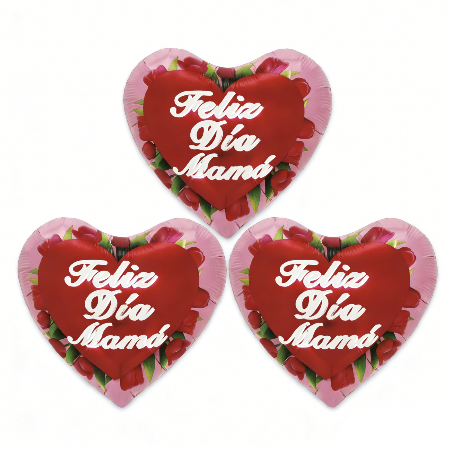 Globo Corazon Feliz Dia Mama 25Cm 3Pcs