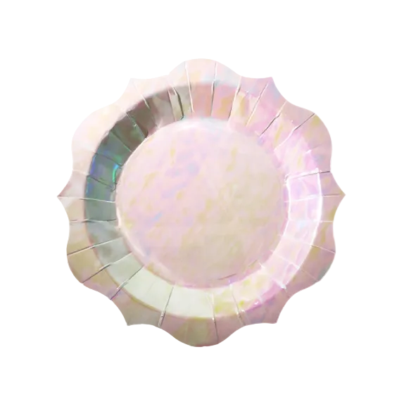 Plato Rosa Hologram Princess 6 uds
