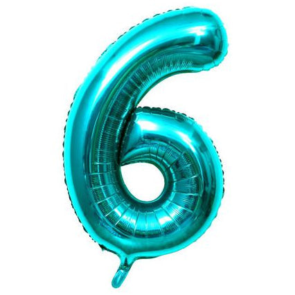 Globo Foil Número Gigante Aluminio 100cm (40") Turquesa