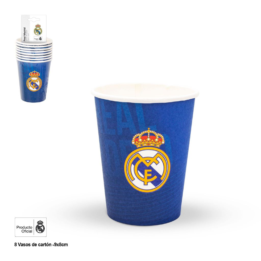 Vasos Real Madrid Azul Marino Escudo 8 uds
