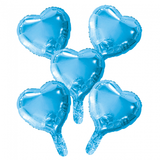 5 Globos de foil corazón con pajita de papel 9"
