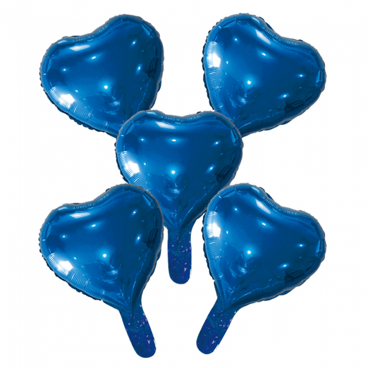 5 Globos de foil corazón con pajita de papel 9"