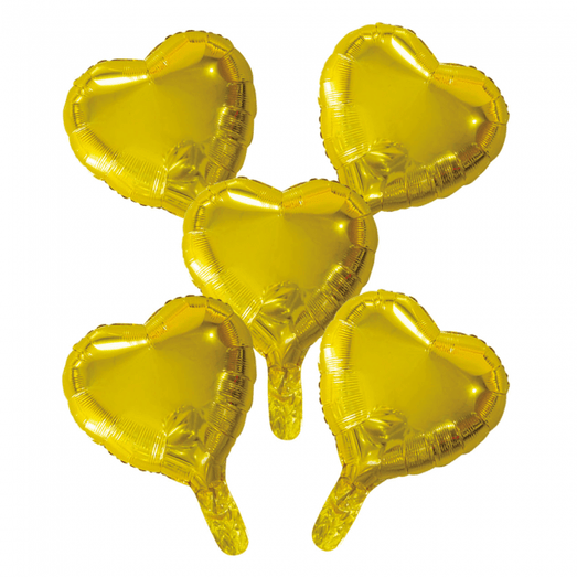 5 Globos de foil corazón con pajita de papel 9"
