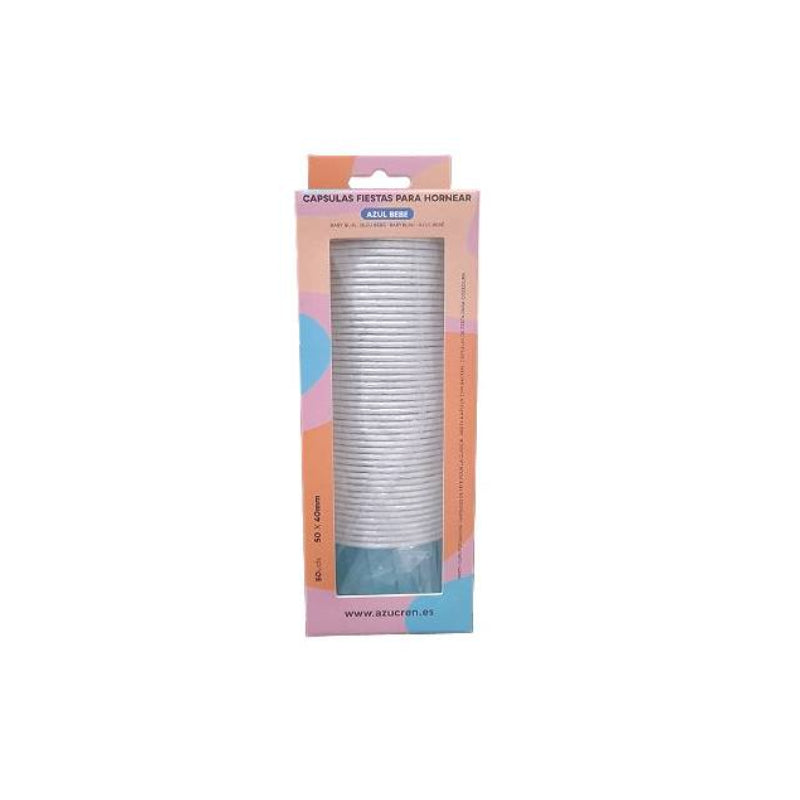 Capsulas Fiestas Azul Bebe y Blanco 50 uds