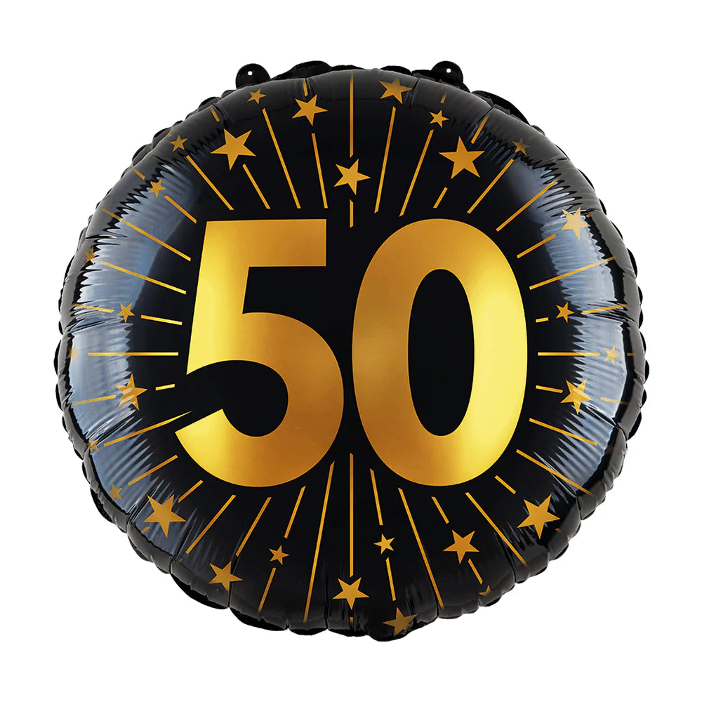 Globo Foil Número Negro y Dorado 46 cm – 15, 18, 50, 60, 65, 70, 75, 80, 85, 90, 95, 100 Años