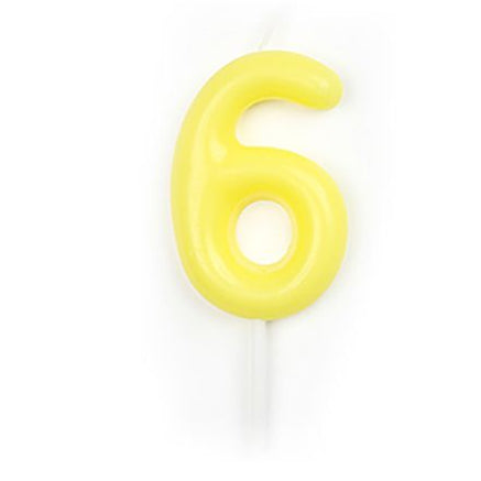 Vela Número Cumpleaños Amarillo Pastel 6 cm