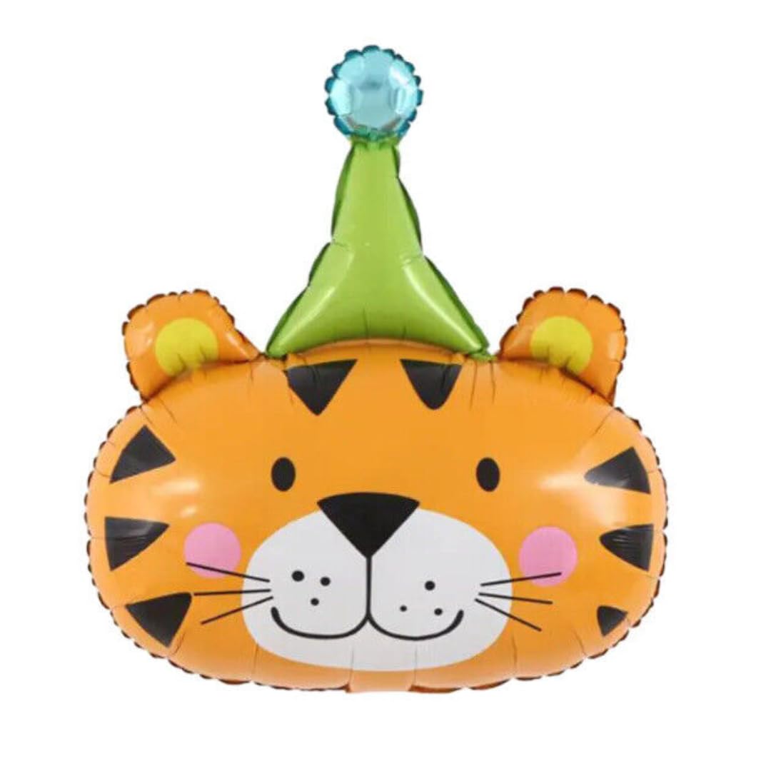 Globo Foil Cabeza de Tigre con Gorro de Fiesta 60 x 79 cm