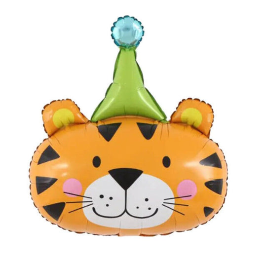 Globo Foil Cabeza de Tigre con Gorro de Fiesta 60 x 79 cm
