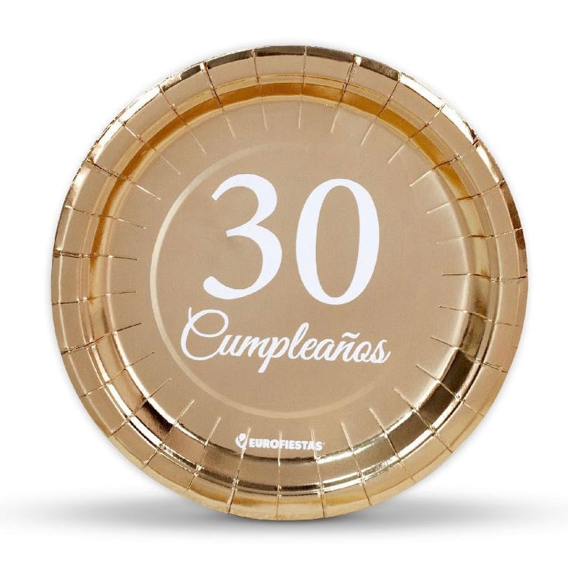 Platos Cumpleaños 20/30/40/50/60 Años 18cm 6uds
