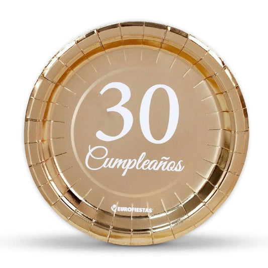Platos Cumpleaños 20/30/40/50/60 Años 18cm 6uds