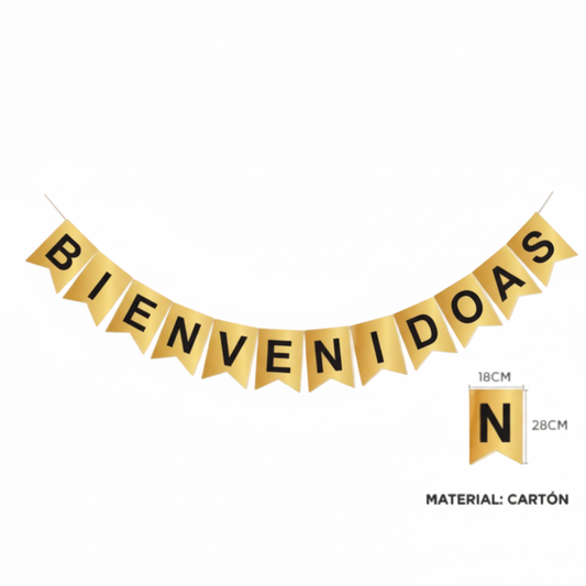 GUIRNALDA FELIZ CUMPLEAÑOS DORADA LETRAS NEGRAS 4M