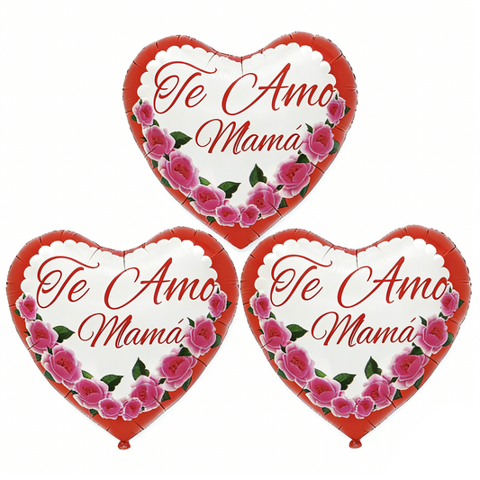 Globo Corazon Te Amo Mamita 25Cm 3Pcs