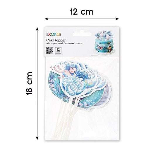 Toppers Sirena para Cupcakes 12 uds