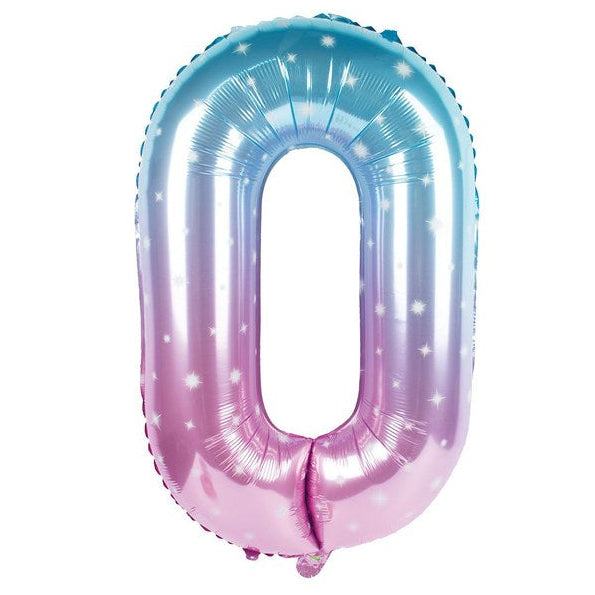 Globo Foil Número Gigante Galaxia Rosa y Azul 100 cm (40")