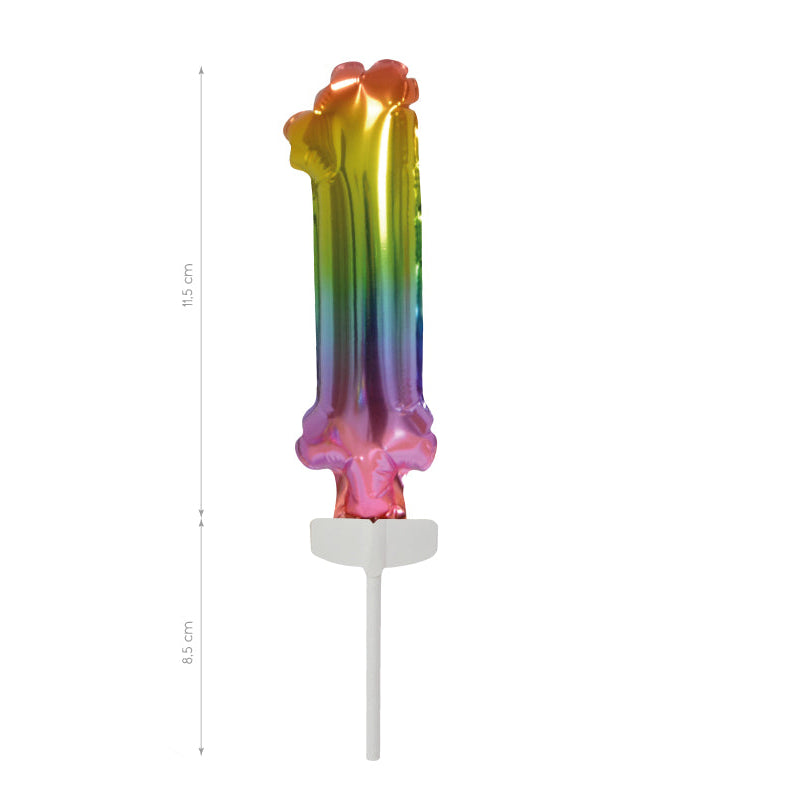 Cake Topper Mini Globo Rainbow Número 0-9 11.5cm