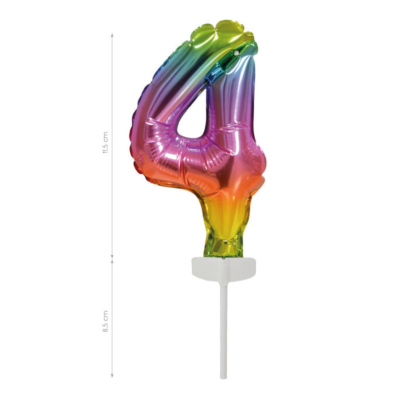 Cake Topper Mini Globo Rainbow Número 0-9 11.5cm