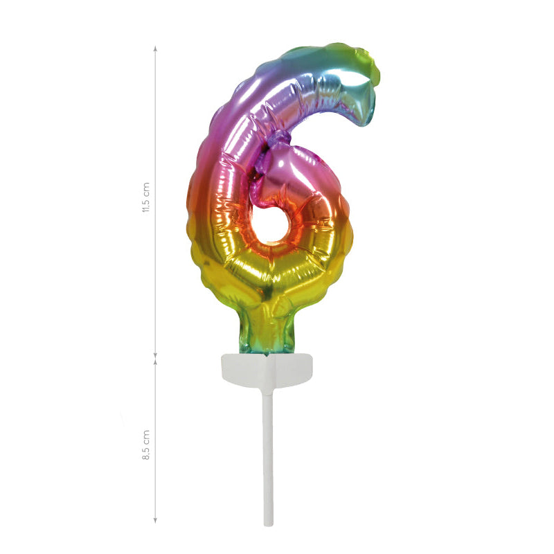 Cake Topper Mini Globo Rainbow Número 0-9 11.5cm