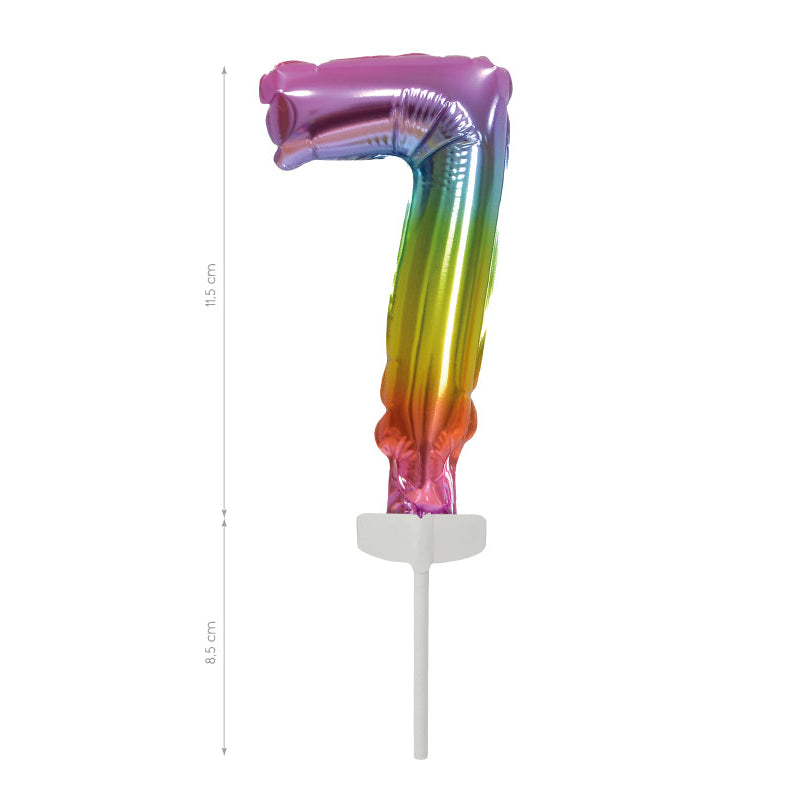 Cake Topper Mini Globo Rainbow Número 0-9 11.5cm