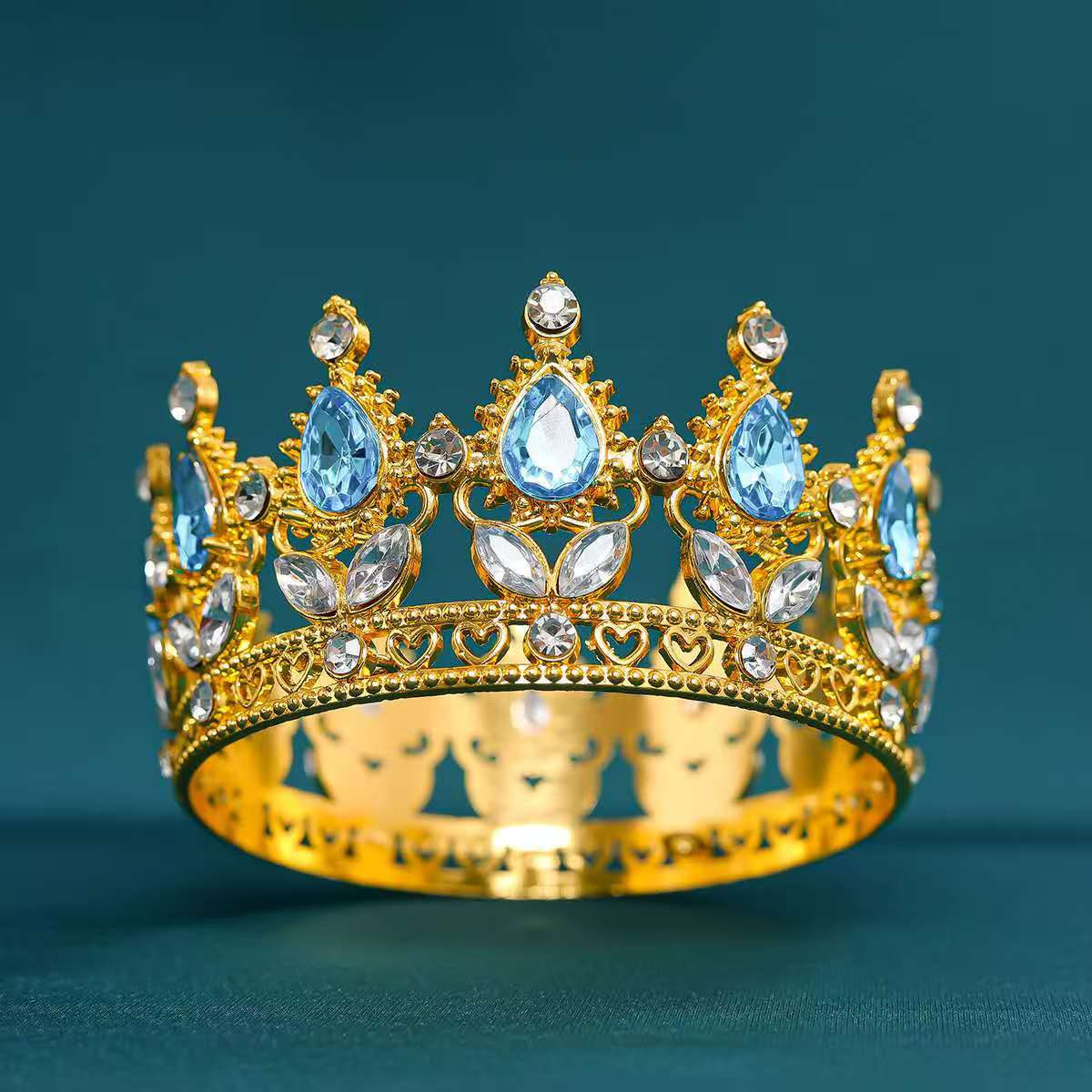 Corona de diamantes de imitación barroca de lujo 4.5cm*8cm