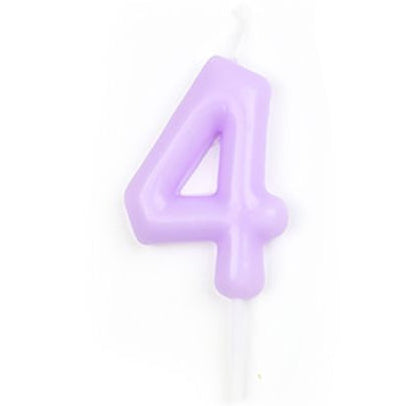 Vela Número Cumpleaños Morado Pastel 6 cm