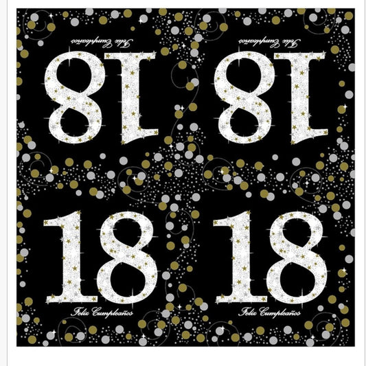 Servilletas Cumpleaños Adultos 18/30/40/50/60 Años 33x33cm 20uds