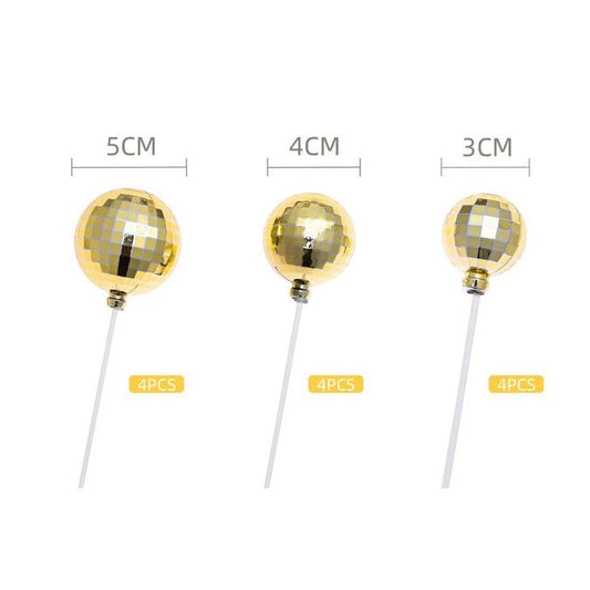 Bolas Cromadas Decorativas para Tartas 12uds