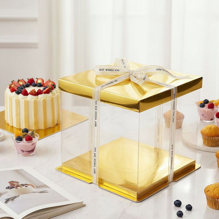 Caja para Tarta Dorada con Ventana