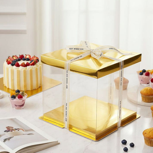 Caja para Tarta Dorada con Ventana