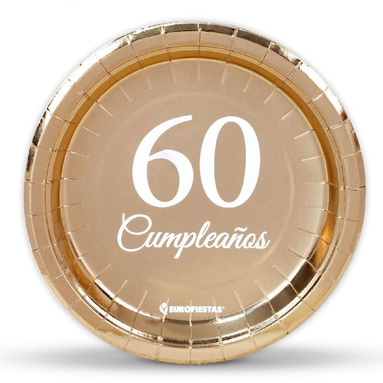 Platos Cumpleaños 20/30/40/50/60 Años 18cm 6uds