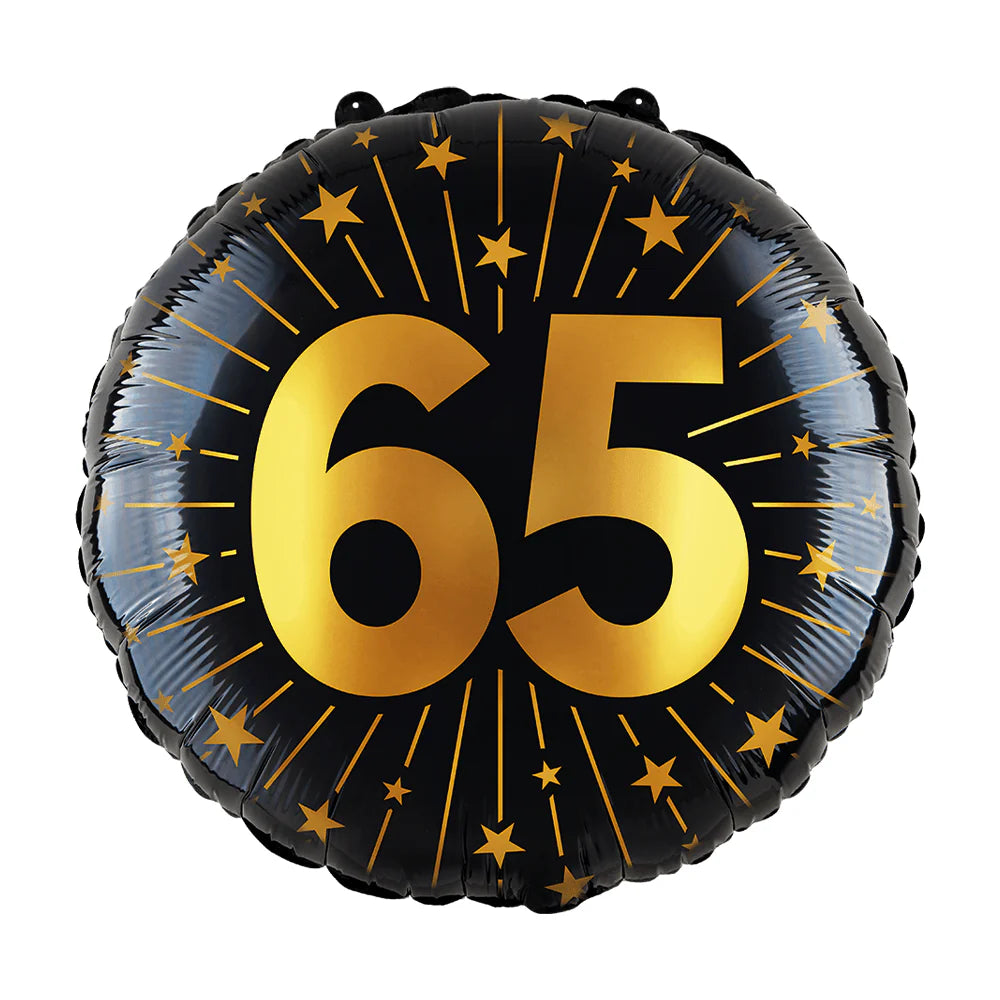 Globo Foil Número Negro y Dorado 46 cm – 15, 18, 50, 60, 65, 70, 75, 80, 85, 90, 95, 100 Años