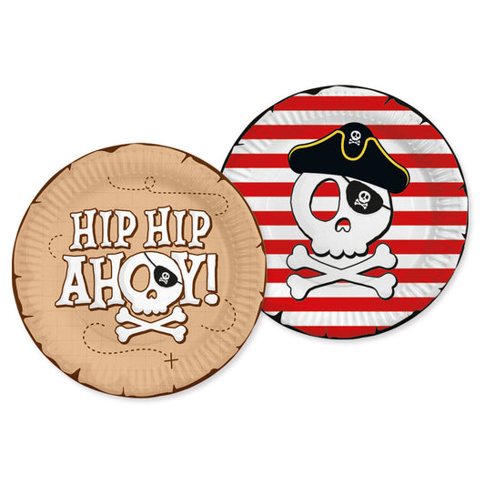 Platos Pirata Hip Hip Ahoy 23cm 8 uds (2 diseños)