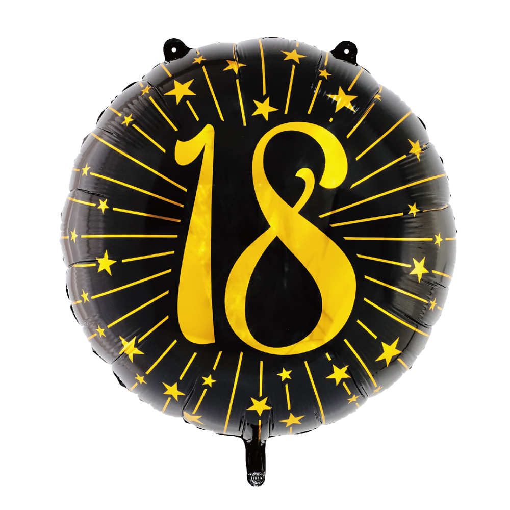 Globo Foil Número Negro y Dorado 71cm - 18, 30, 40, 50, 60 Años