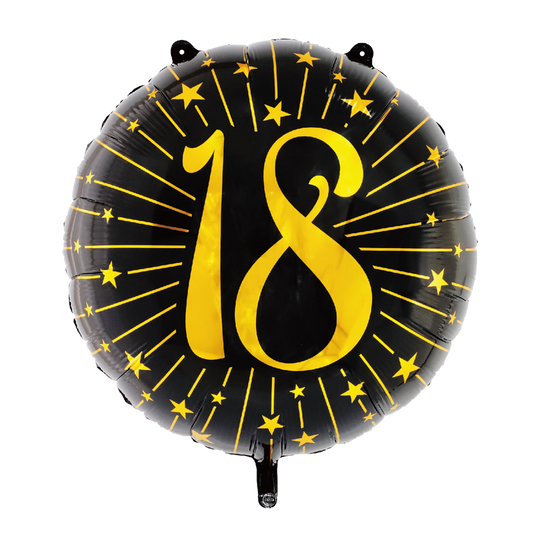 Globo Foil Número Negro y Dorado 71cm - 18, 30, 40, 50, 60 Años