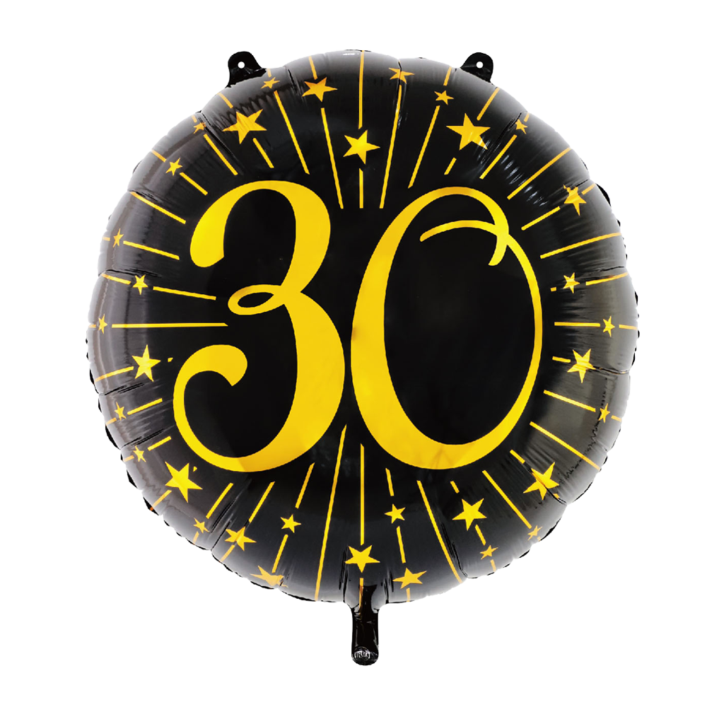 Globo Foil Número Negro y Dorado 71cm - 18, 30, 40, 50, 60 Años