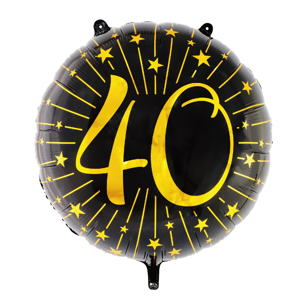 Globo Foil Número Negro y Dorado 71cm - 18, 30, 40, 50, 60 Años