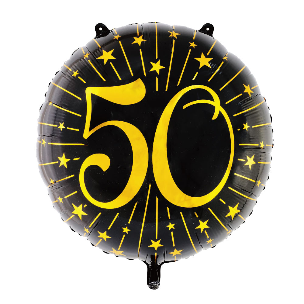 Globo Foil Número Negro y Dorado 71cm - 18, 30, 40, 50, 60 Años