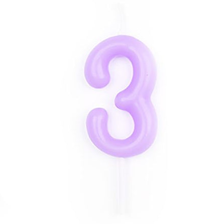 Vela Número Cumpleaños Morado Pastel 6 cm