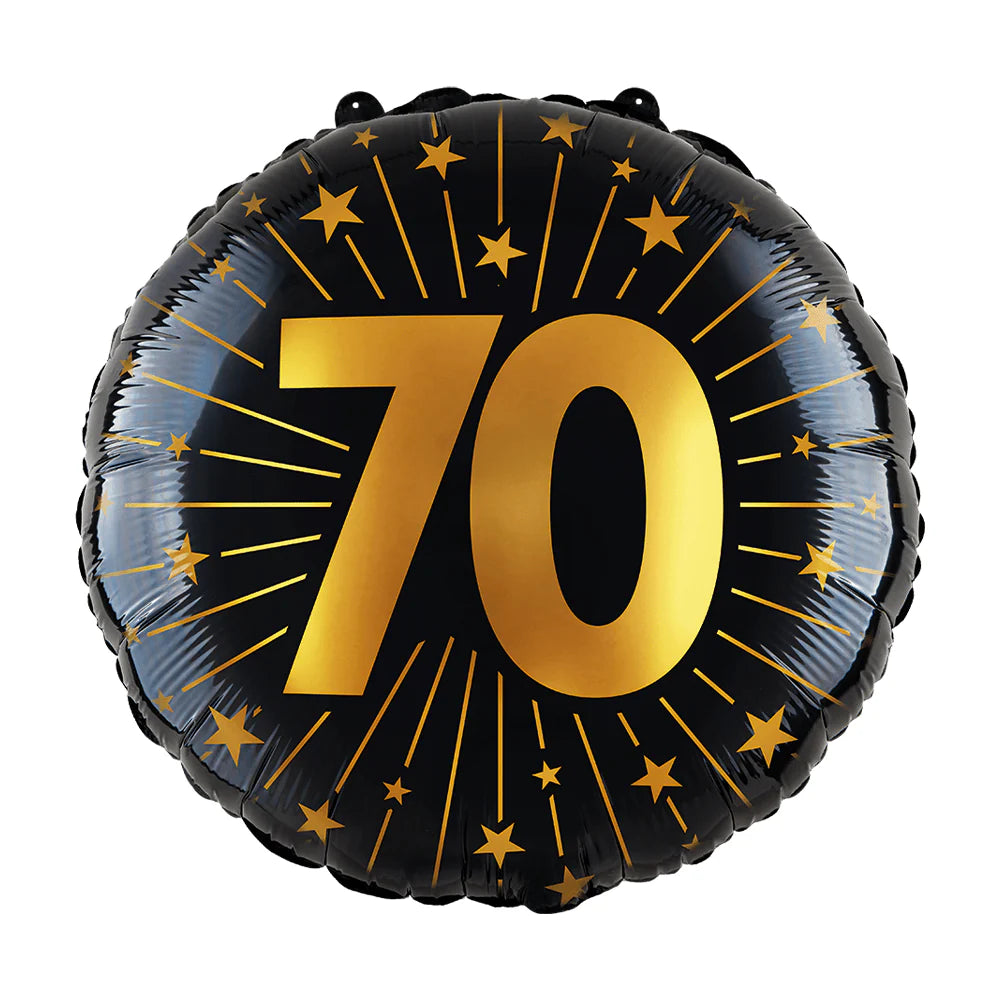 Globo Foil Número Negro y Dorado 46 cm – 15, 18, 50, 60, 65, 70, 75, 80, 85, 90, 95, 100 Años