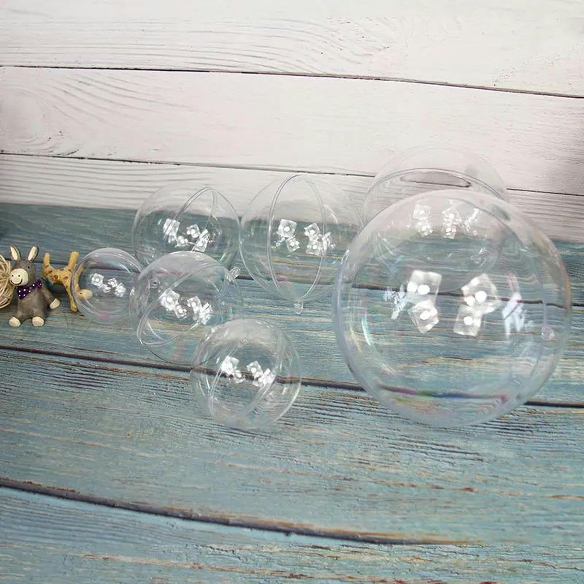 Bola Transparente Rellenable de Plástico con Cordón Plata