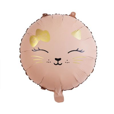 Globo Foil Cara de Gato Rosa Redondo 43 cm