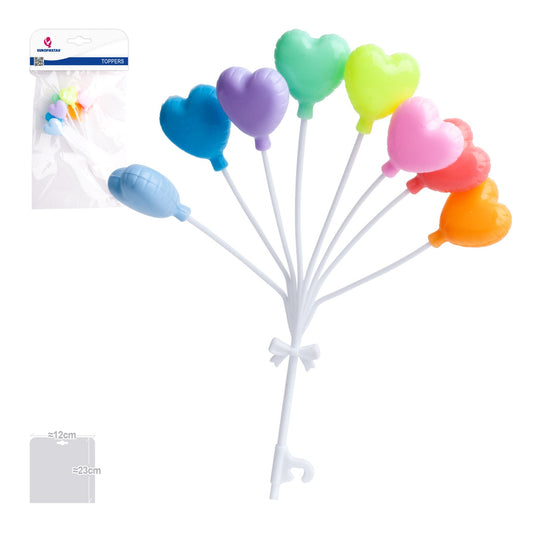 Topper Globos Corazón de Colores