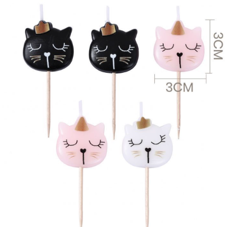 Vela Forma Gatos Cartoon Surtidos 5uds