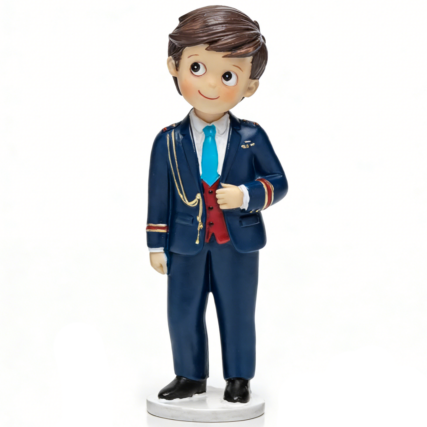 Figura Tarta Niño Comunión Almirante Chaleco Rojo 15 cm