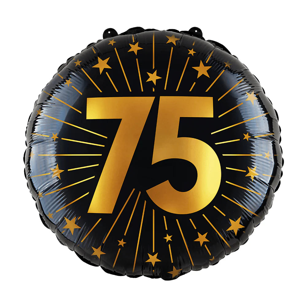 Globo Foil Número Negro y Dorado 46 cm – 15, 18, 50, 60, 65, 70, 75, 80, 85, 90, 95, 100 Años