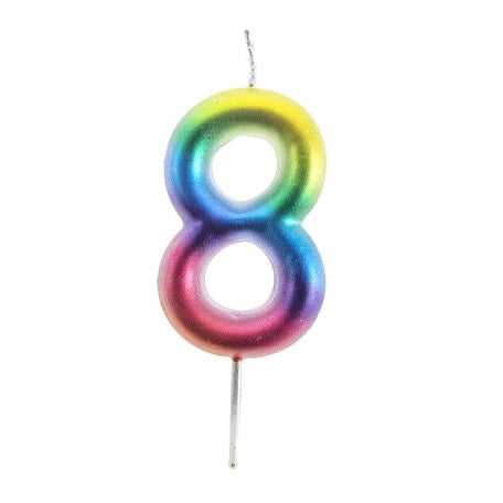 Vela Número Arcoíris 6 cm (0-9)