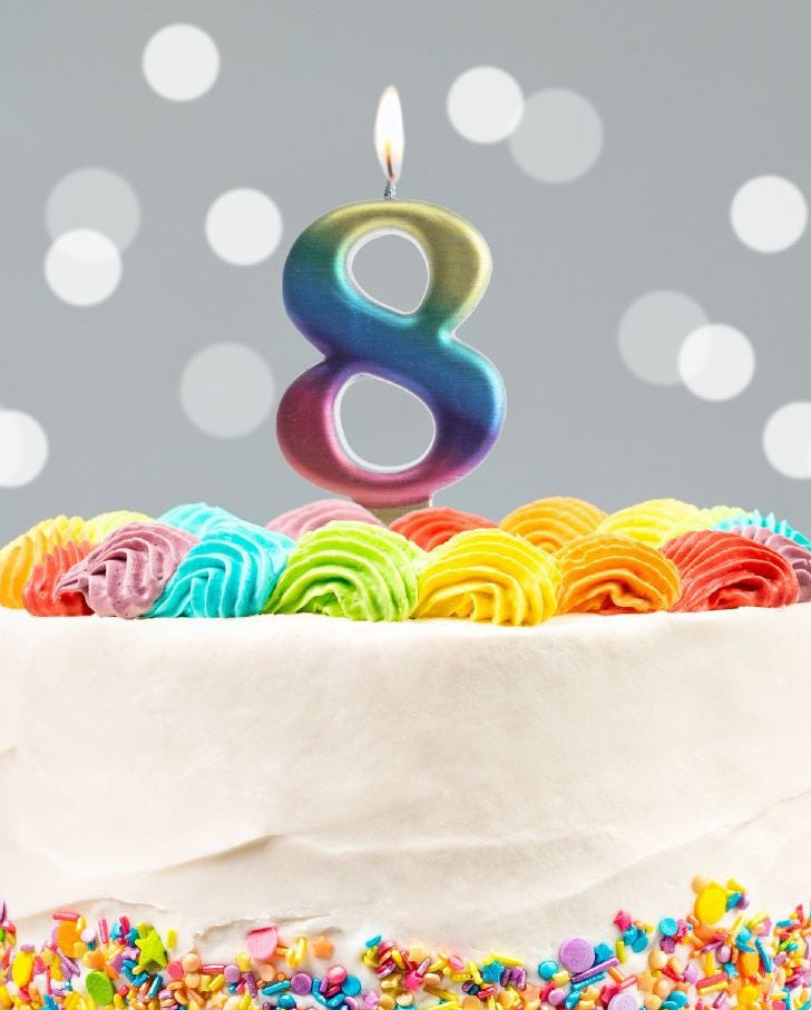Vela Número Cumpleaños Multicolor 8cm